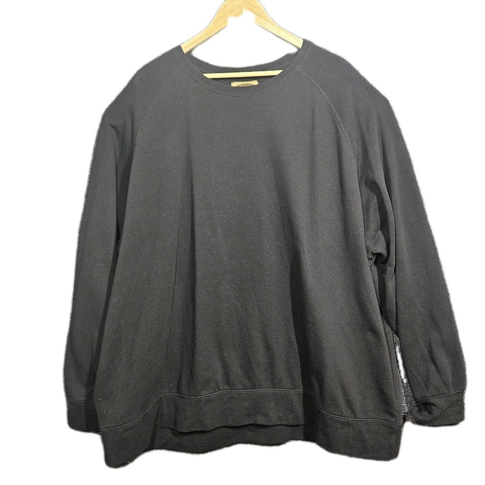 Foundry Men's Cotton Sweatshirt Solid Black  Pullover 4XL Crew Neck Big and Tall